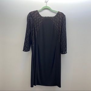 Black Anne Klein 3/4 lace sleeve dress